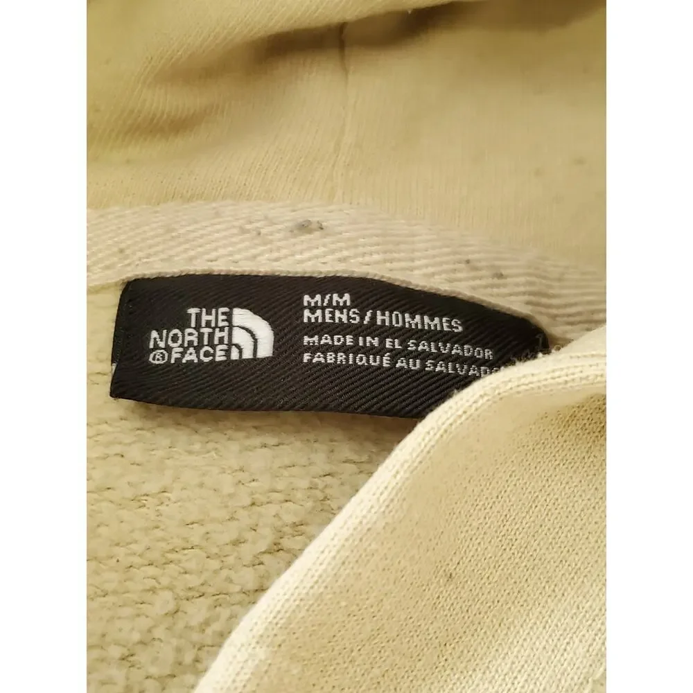 The North Face Hoodie Beige Tan Pullover Sweatshirt Mens Medium Graphic Back